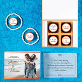 Personalised wedding anniversary invitation with 4 chocolates